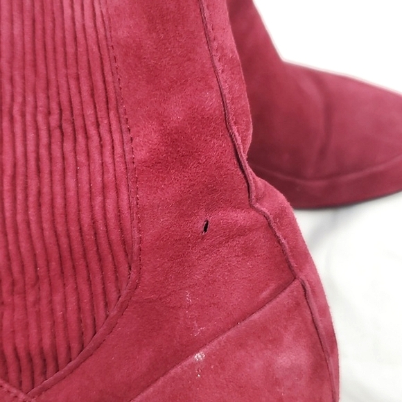 Napoleoni Red Suede Ankle Boot With Chunky Heel - Picture 10 of 11